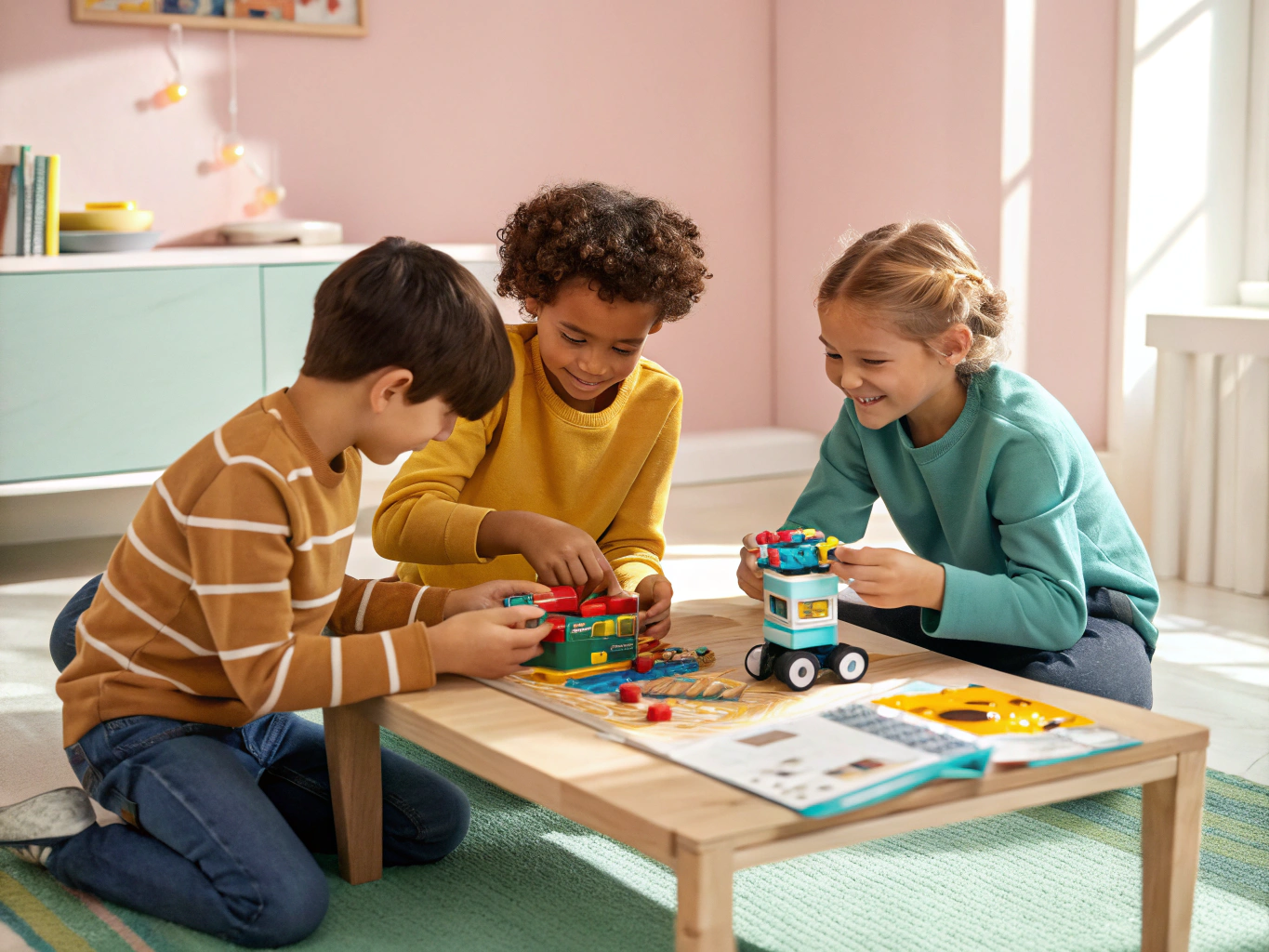 Young student configuring gears on a smart LEGO robotics set