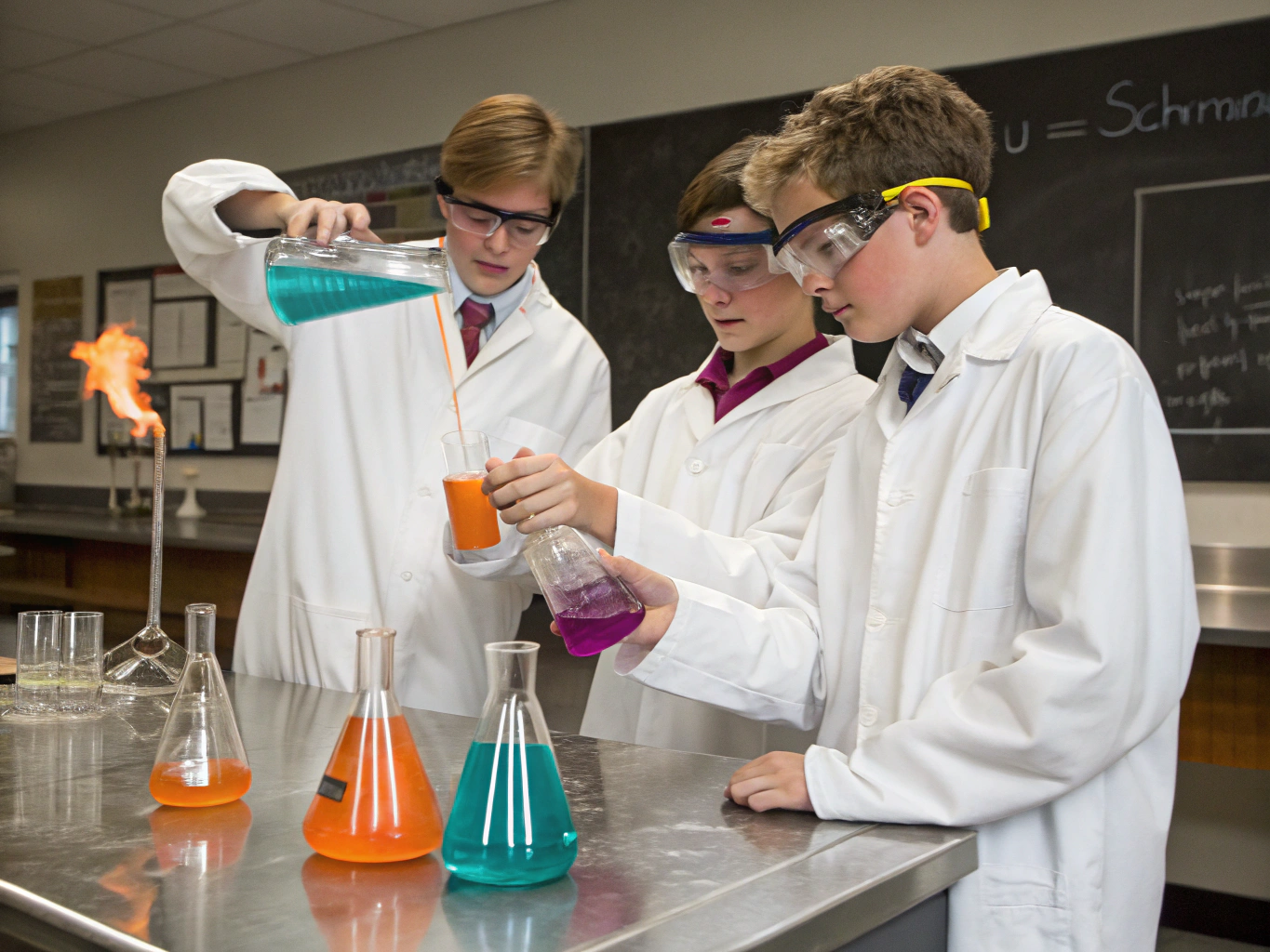 Students conducting an interactive scientific physics simulation