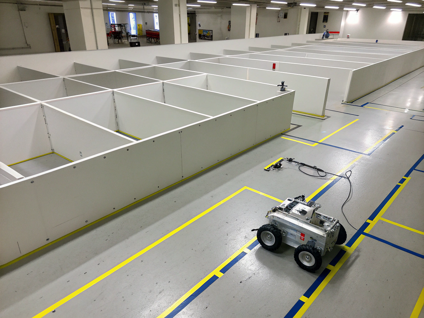 Obstacle avoidance behavior illustrating robot detecting barrier and steering around