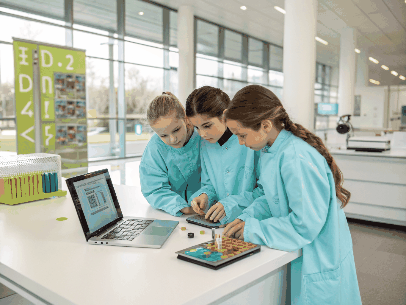 ROBOTO academy students actively engaging in LEGO Robotics builds and WhalesBot engineering kits
